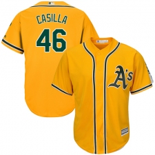 Youth Majestic Oakland Athletics #46 Santiago Casilla Authentic Gold Alternate 2 Cool Base MLB Jersey