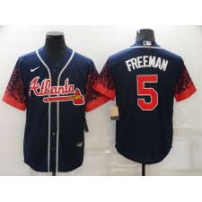 Men's Atlanta Braves #5 Freddie Freeman 2021 City Connect Navy Cool Base Stitched Baseball Jersey