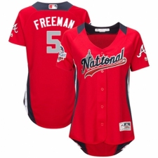 Women's Majestic Atlanta Braves #5 Freddie Freeman Game Red National League 2018 MLB All-Star MLB Jersey