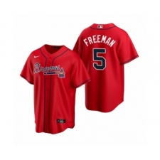 Youth Atlanta Braves #5 Freddie Freeman Nike Red 2020 Replica Alternate Jersey
