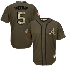 Youth Majestic Atlanta Braves #5 Freddie Freeman Replica Green Salute to Service MLB Jersey