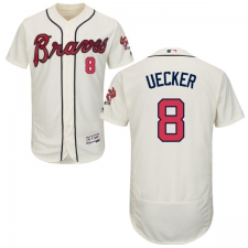 Men's Majestic Atlanta Braves #8 Bob Uecker Cream Alternate Flex Base Authentic Collection MLB Jersey