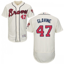 Men's Majestic Atlanta Braves #47 Tom Glavine Cream Alternate Flex Base Authentic Collection MLB Jersey