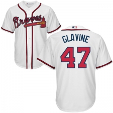Youth Majestic Atlanta Braves #47 Tom Glavine Replica White Home Cool Base MLB Jersey