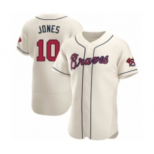 Men's Chipper Jones #10 Atlanta Braves Cream Authentic Alternate Jersey