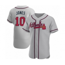Men's Chipper Jones #10 Atlanta Braves Gray Authentic Road Jersey