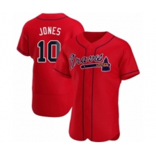 Men's Chipper Jones #10 Atlanta Braves Red Authentic Alternate Jersey