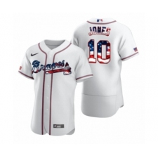 Men's Chipper Jones #10 Atlanta Braves White 2020 Stars & Stripes 4th of July Jersey