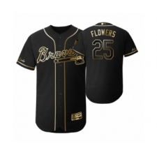 Men's 2019 Golden Edition Atlanta Braves Black #25 Tyler Flowers Flex Base Jersey