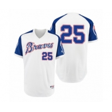 Women Braves #25 Tyler Flowers White 1974 Turn Back the Clock Authentic Jersey