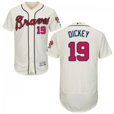 Men's Majestic Atlanta Braves #19 R.A. Dickey Cream Flexbase Authentic Collection MLB Jersey