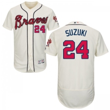 Men's Majestic Atlanta Braves #24 Kurt Suzuki Cream Flexbase Authentic Collection MLB Jersey