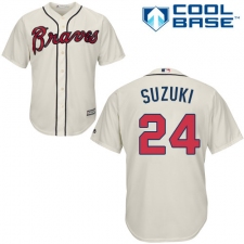 Men's Majestic Atlanta Braves #24 Kurt Suzuki Replica Cream Alternate 2 Cool Base MLB Jersey