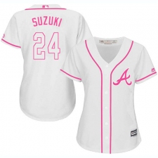 Women's Majestic Atlanta Braves #24 Kurt Suzuki Replica White Fashion Cool Base MLB Jersey