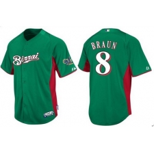 Men's Majestic Milwaukee Brewers #8 Ryan Braun Authentic Green Birrai Cool Base MLB Jersey