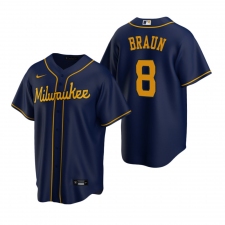 Men's Nike Milwaukee Brewers #8 Ryan Braun Navy Alternate Stitched Baseball Jersey