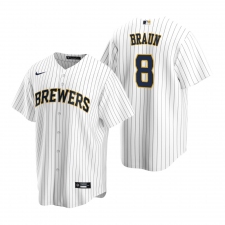 Men's Nike Milwaukee Brewers #8 Ryan Braun White Alternate Stitched Baseball Jersey