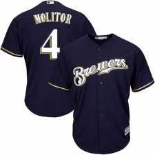 Youth Majestic Milwaukee Brewers #4 Paul Molitor Replica Navy Blue Alternate Cool Base MLB Jersey