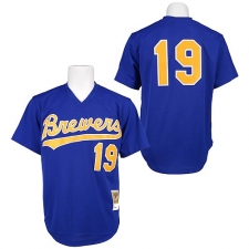 Men's Mitchell and Ness 1991 Milwaukee Brewers #19 Robin Yount Authentic Blue Throwback MLB Jersey