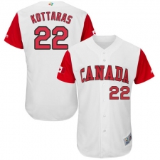 Men's Canada Baseball Majestic #22 George Kottaras White 2017 World Baseball Classic Authentic Team Jersey