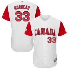 Men's Canada Baseball Majestic #33 Justin Morneau White 2017 World Baseball Classic Authentic Team Jersey