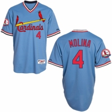 Men's Majestic St. Louis Cardinals #4 Yadier Molina Replica Blue 1982 Turn Back The Clock MLB Jersey