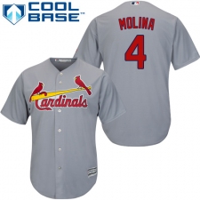 Men's Majestic St. Louis Cardinals #4 Yadier Molina Replica Grey Road Cool Base MLB Jersey
