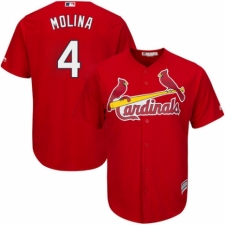 Men's Majestic St. Louis Cardinals #4 Yadier Molina Replica Red Cool Base MLB Jersey