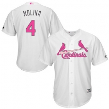 Men's Majestic St. Louis Cardinals #4 Yadier Molina Replica White 2016 Mother's Day Cool Base MLB Jersey