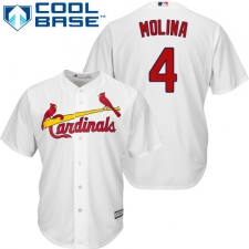 Youth Majestic St. Louis Cardinals #4 Yadier Molina Replica White Home Cool Base MLB Jersey