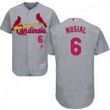 Men's Majestic St. Louis Cardinals #6 Stan Musial Grey Road Flex Base Authentic Collection MLB Jersey