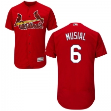 Men's Majestic St. Louis Cardinals #6 Stan Musial Red Alternate Flex Base Authentic Collection MLB Jersey