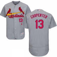 Men's Majestic St. Louis Cardinals #13 Matt Carpenter Grey Road Flex Base Authentic Collection MLB Jersey