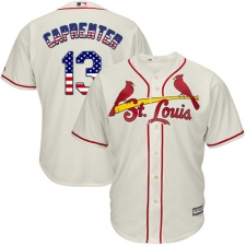 Men's Majestic St. Louis Cardinals #13 Matt Carpenter Replica Cream USA Flag Fashion MLB Jersey