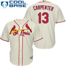 Youth Majestic St. Louis Cardinals #13 Matt Carpenter Replica Cream Alternate Cool Base MLB Jersey
