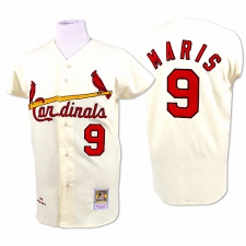 Men's Mitchell and Ness 1967 St. Louis Cardinals #9 Roger Maris Authentic Cream Throwback MLB Jersey