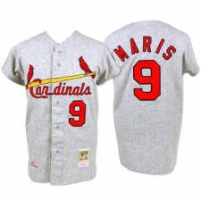 Men's Mitchell and Ness 1967 St. Louis Cardinals #9 Roger Maris Replica Grey Throwback MLB Jersey