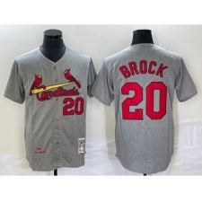 Men's St Louis Cardinals #20 Lou Brock Grey Wool Stitched Throwback Jersey