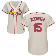 Women's Majestic St. Louis Cardinals #15 Tim McCarver Authentic Cream Alternate Cool Base MLB Jersey