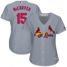 Women's Majestic St. Louis Cardinals #15 Tim McCarver Authentic Grey Road Cool Base MLB Jersey