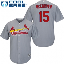 Youth Majestic St. Louis Cardinals #15 Tim McCarver Authentic Grey Road Cool Base MLB Jersey