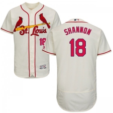 Men's Majestic St. Louis Cardinals #18 Mike Shannon Cream Alternate Flex Base Authentic Collection MLB Jersey