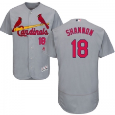 Men's Majestic St. Louis Cardinals #18 Mike Shannon Grey Road Flex Base Authentic Collection MLB Jersey