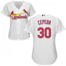 Women's Majestic St. Louis Cardinals #30 Orlando Cepeda Authentic White Home Cool Base MLB Jersey