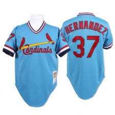Men's Mitchell and Ness St. Louis Cardinals #37 Keith Hernandez Authentic Blue Throwback MLB Jersey