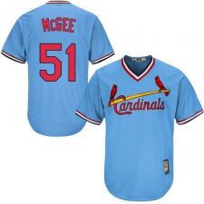 Men's Majestic St. Louis Cardinals #51 Willie McGee Authentic Light Blue Cooperstown MLB Jersey