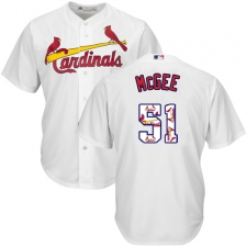 Men's Majestic St. Louis Cardinals #51 Willie McGee Authentic White Team Logo Fashion Cool Base MLB Jersey