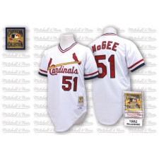 Men's Mitchell and Ness St. Louis Cardinals #51 Willie McGee Replica White Throwback MLB Jersey