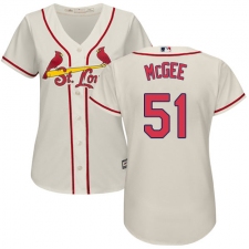 Women's Majestic St. Louis Cardinals #51 Willie McGee Authentic Cream Alternate Cool Base MLB Jersey