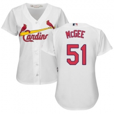 Women's Majestic St. Louis Cardinals #51 Willie McGee Replica White Home Cool Base MLB Jersey